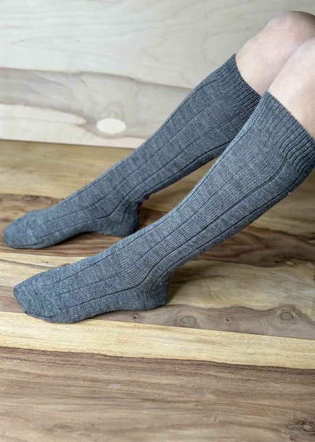 Moretto organic wool and cotton long socks - Grey