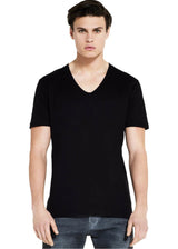 Men's basic short-sleeved V-neck shirt in organic cotton