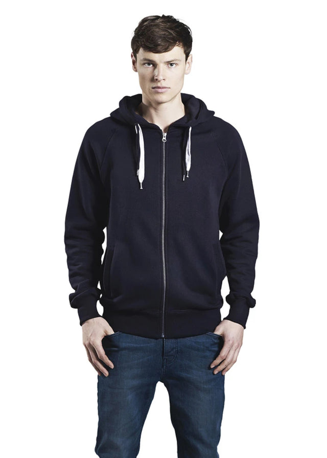 Felpa unisex maniche raglan con zip e cappuccio in cotone biologico