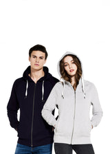 Unisex organic cotton zip-up raglan sleeve hoodie