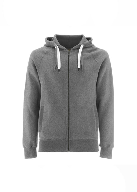 Unisex organic cotton zip-up raglan sleeve hoodie