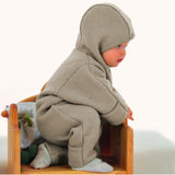 Disana hooded jumpsuit in boiled wool