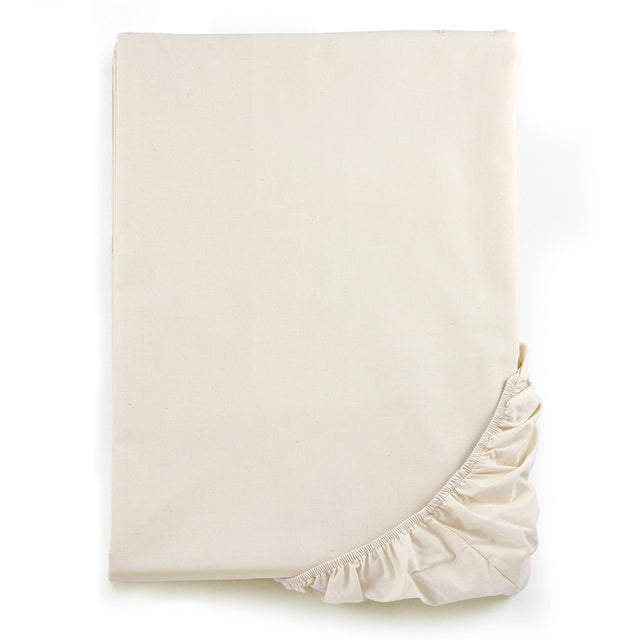 Double fitted sheet in natural raw organic cotton