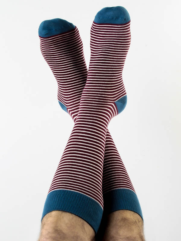 Albero Natur Striped Medium Socks Bordeaux