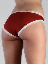 Two-tone thong briefs with organic cotton lace