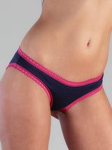 Two-tone thong briefs with organic cotton lace