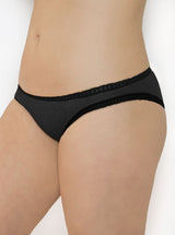 Two-tone thong briefs with organic cotton lace