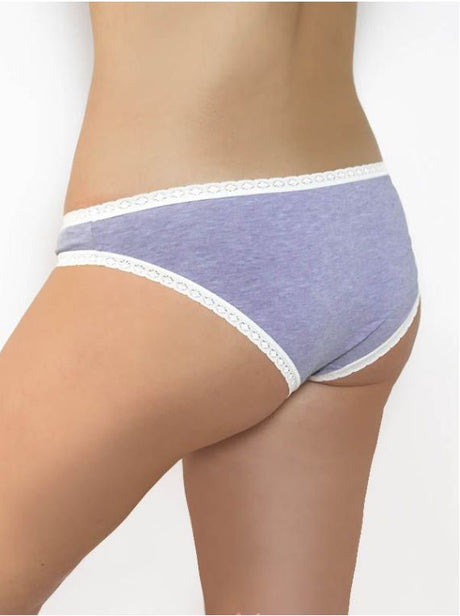 Two-tone thong briefs with organic cotton lace