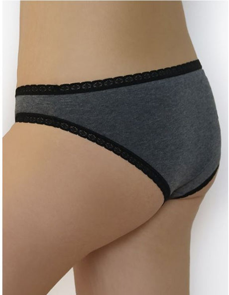 Two-tone thong briefs with organic cotton lace