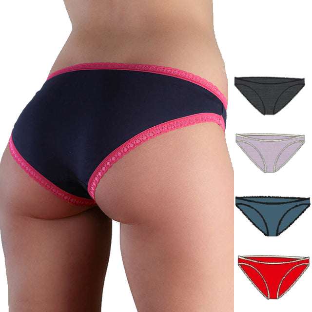 Two-tone thong briefs with organic cotton lace