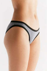 Slip Tanga bicolore con pizzo in cotone biologico