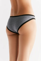 Two-tone thong briefs with organic cotton lace