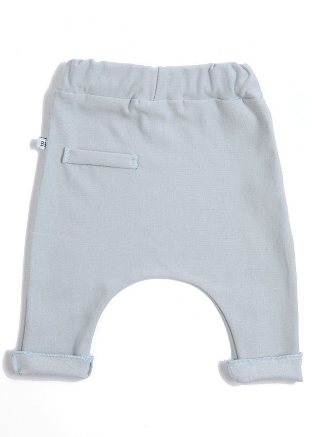 Trousers for newborns and children in light blue organic bamboo