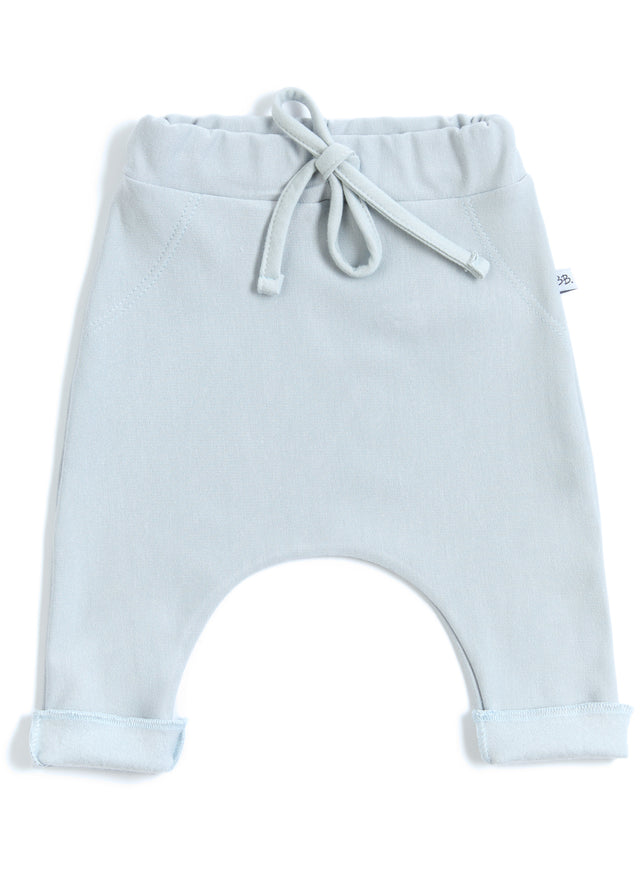 Trousers for newborns and children in light blue organic bamboo