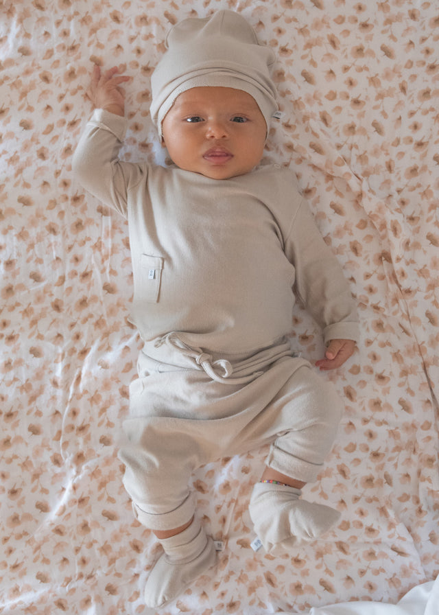 Gray organic bamboo trousers for newborns and children