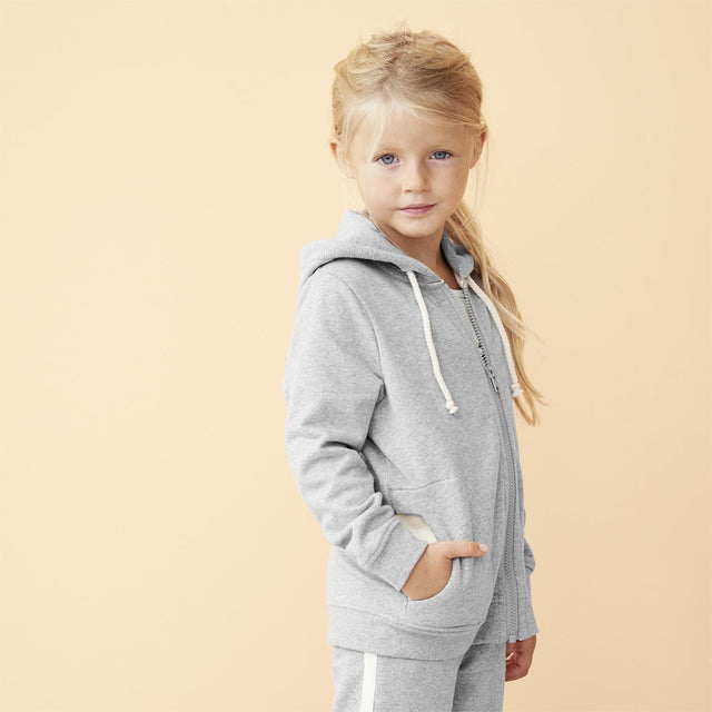 Gray zip and hoodie in organic cotton