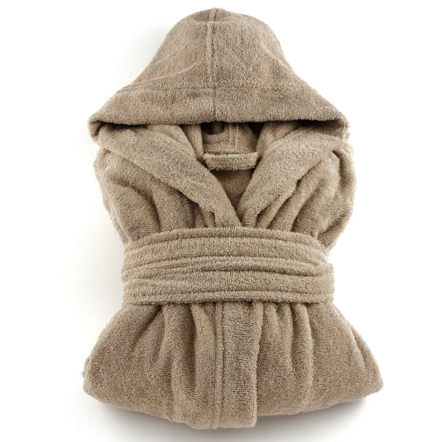 Mymami Hazelnut hooded bathrobe in organic cotton