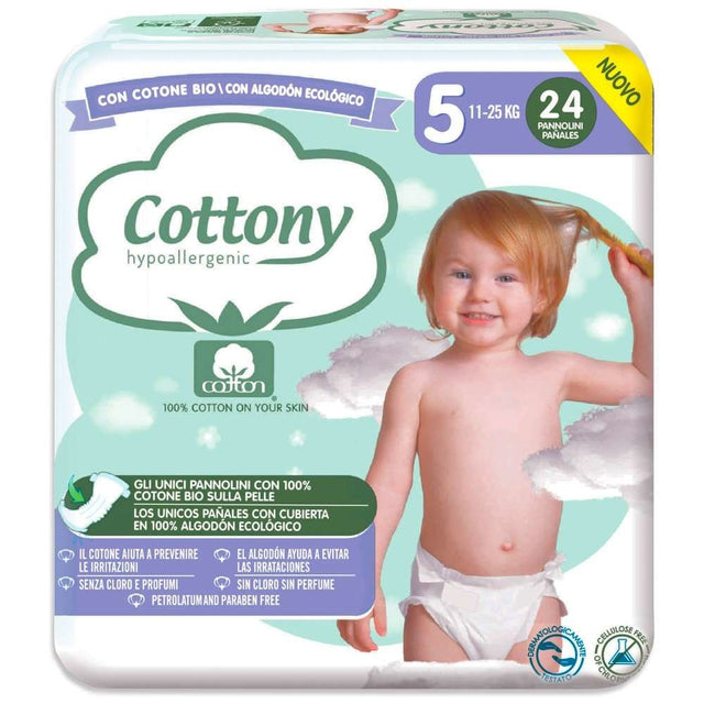 Cottony diapers with organic cotton - 5 Maxi 11/25 kg 24 pieces