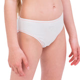 Girls' Briefs in White Modal and Cotton with Rhinestones