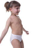 Girls' Briefs in White Modal and Cotton with Rhinestones