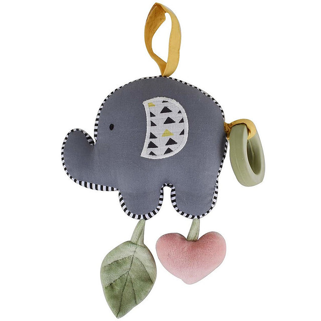 Multisensory toy Elephant in organic cotton - Pull the tail and vibrate