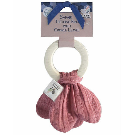 Multi-sensory ring teether in rubber and organic cotton