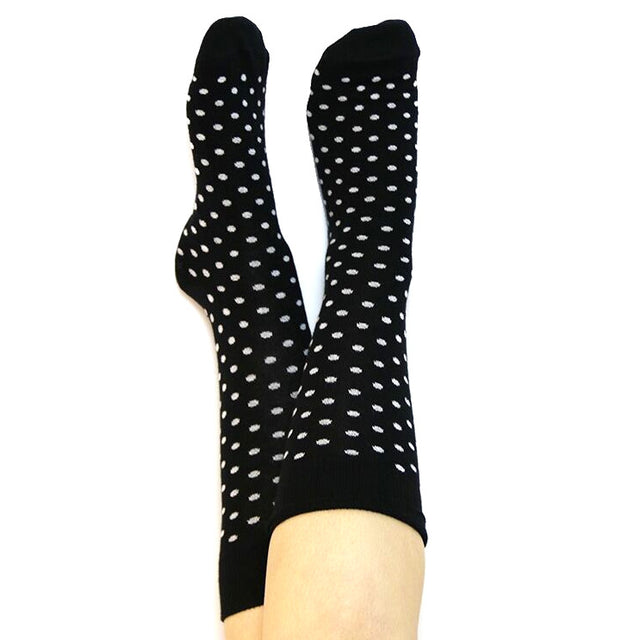 Albero Natur Short Socks, black with white polka dots