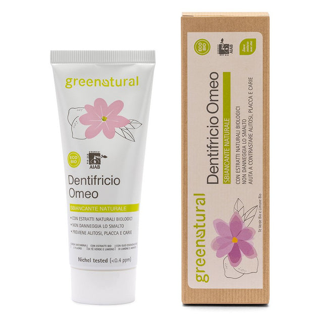 Dentifricio Omeo Sbiancante Naturale EcoBio con té verde, limone, magnolia