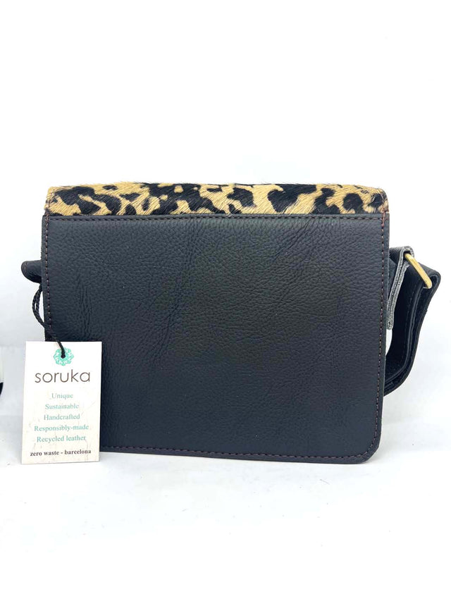 Pocket bag with animal print in Fairtrade recycled leather