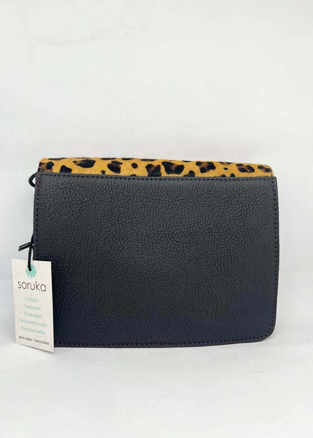 Pocket bag with animal print in Fairtrade recycled leather