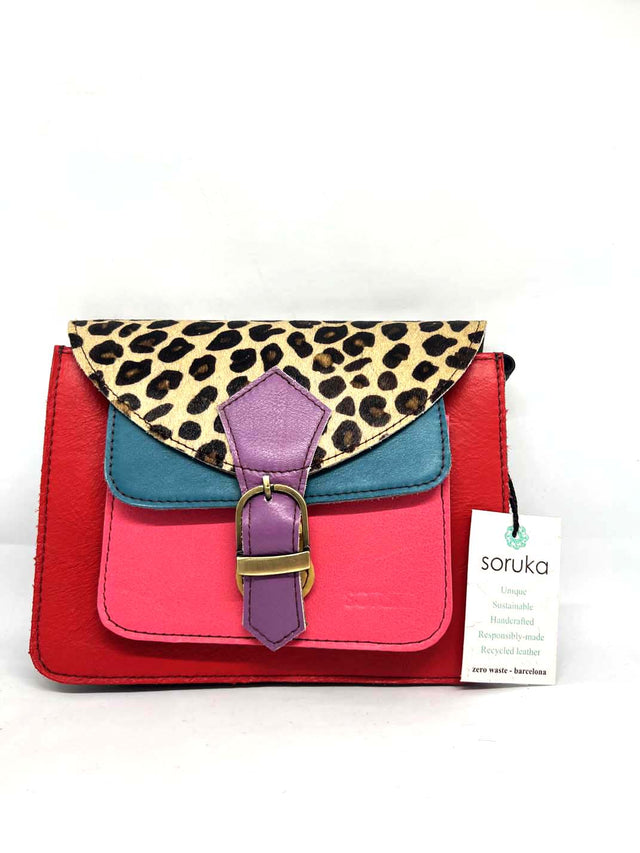 Pocket bag with animal print in Fairtrade recycled leather