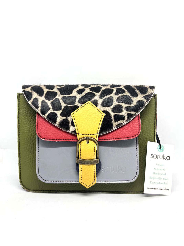 Pocket bag with animal print in Fairtrade recycled leather