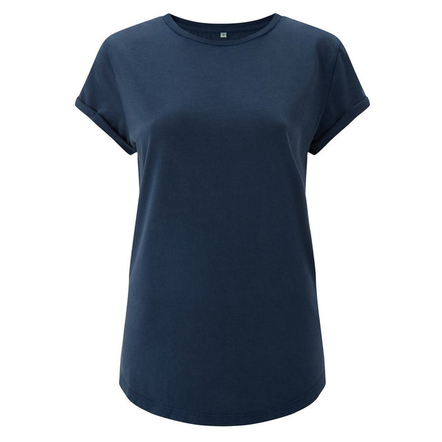 Stone Washed women's rolled-sleeved shirt in organic cotton