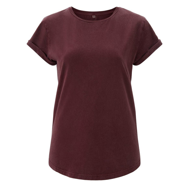 Stone Washed women's rolled-sleeved shirt in organic cotton