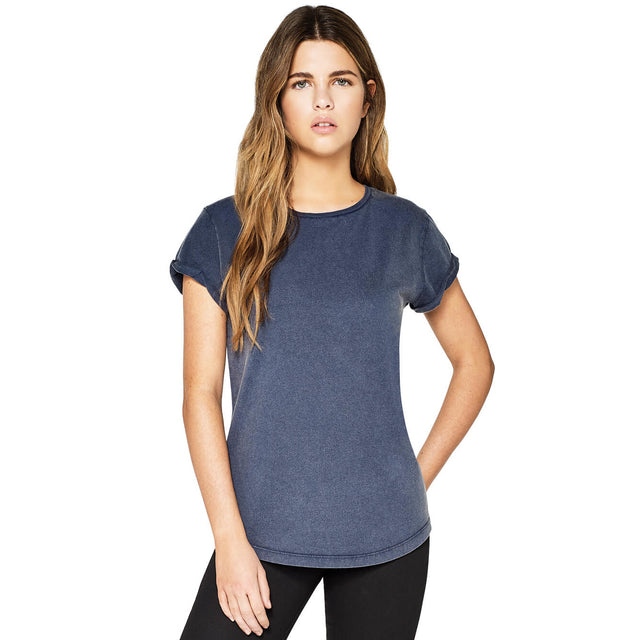 Stone Washed women's rolled-sleeved shirt in organic cotton