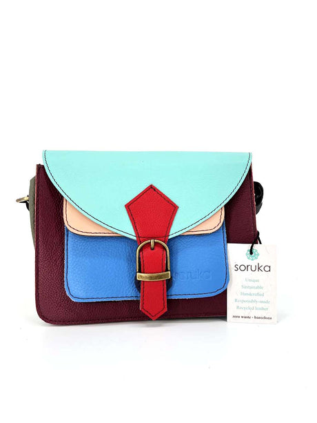 Multicolored Pocket bag in Fairtrade recycled leather