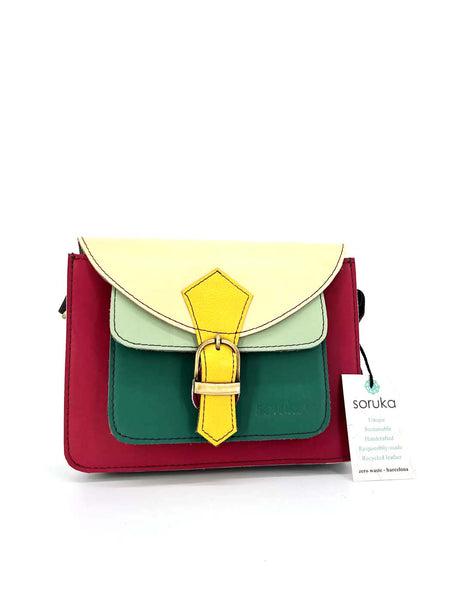 Multicolored Pocket bag in Fairtrade recycled leather