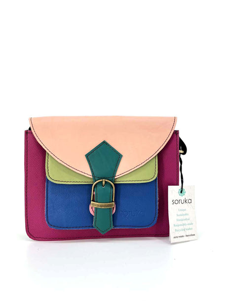 Multicolored Pocket bag in Fairtrade recycled leather