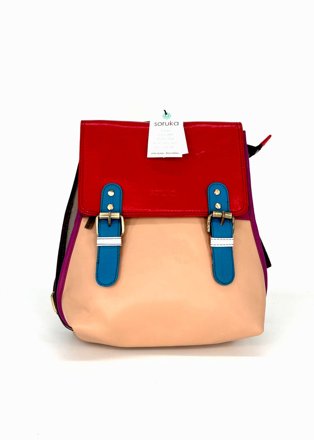 Multicolored Square backpack in Fairtrade recycled leather