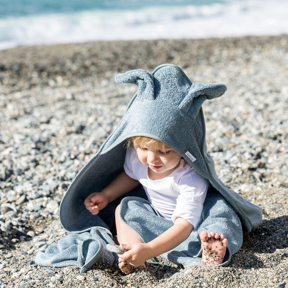 Baby towel with hood and Bunny mitten in organic bamboo