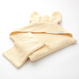 Baby towel with hood and Bunny mitten in organic bamboo