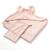 Baby towel with hood and Bunny mitten in organic bamboo