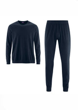 Men's organic cotton pajamas with blue cuffs