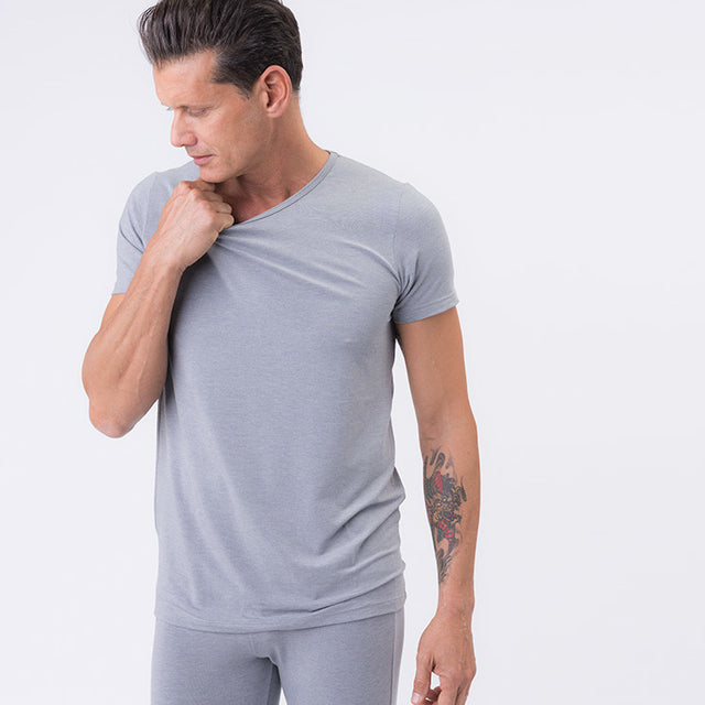 Men's round-neck T-shirt in beech vegetable fibre