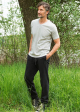 Black unisex tracksuit trousers in organic cotton fleece