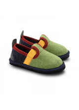 Muvy Green-Blue children's slippers in wool felt