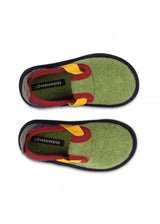 Muvy Green-Blue children's slippers in wool felt