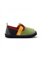 Muvy Green-Blue children's slippers in wool felt