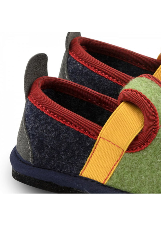 Muvy Green-Blue children's slippers in wool felt