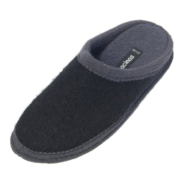 Two-tone black-grey pure boiled wool slippers